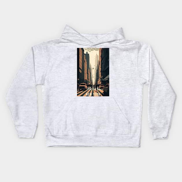 The Bustling Streets of New York Kids Hoodie by Abili-Tees